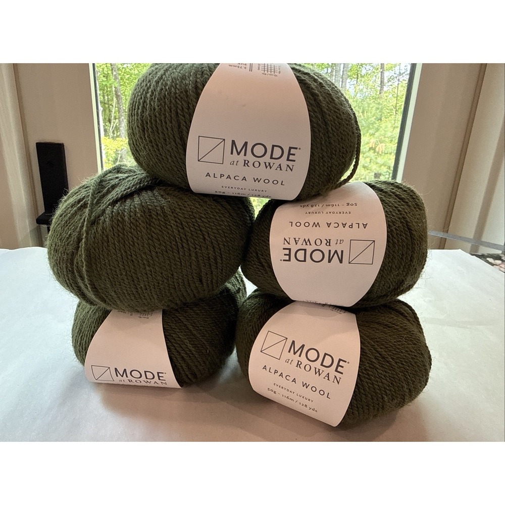 5 Skeins MODE at Rowan Alpaca Wool Yarn Olive Green  018 Soft Luxury Knitting